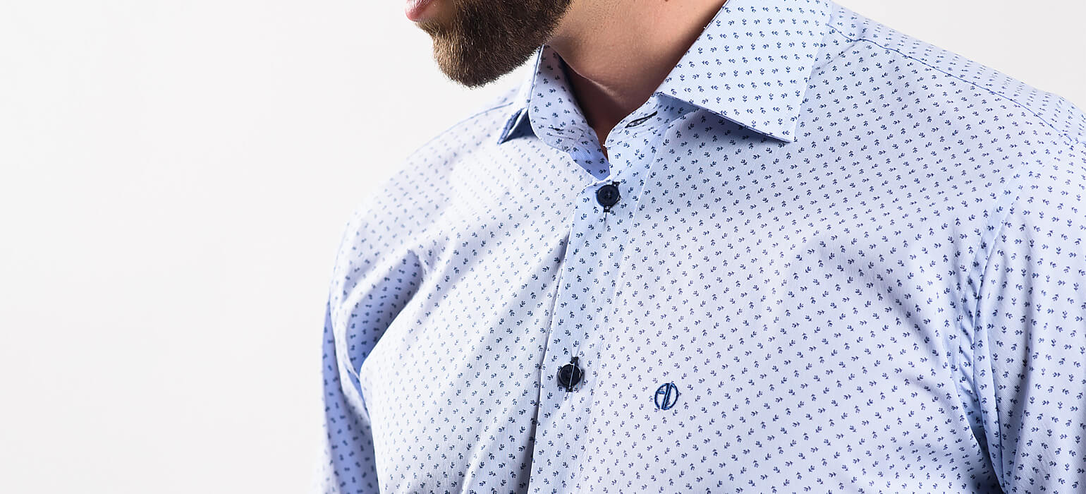 Modrá vzorovaná Slim Fit košeľa