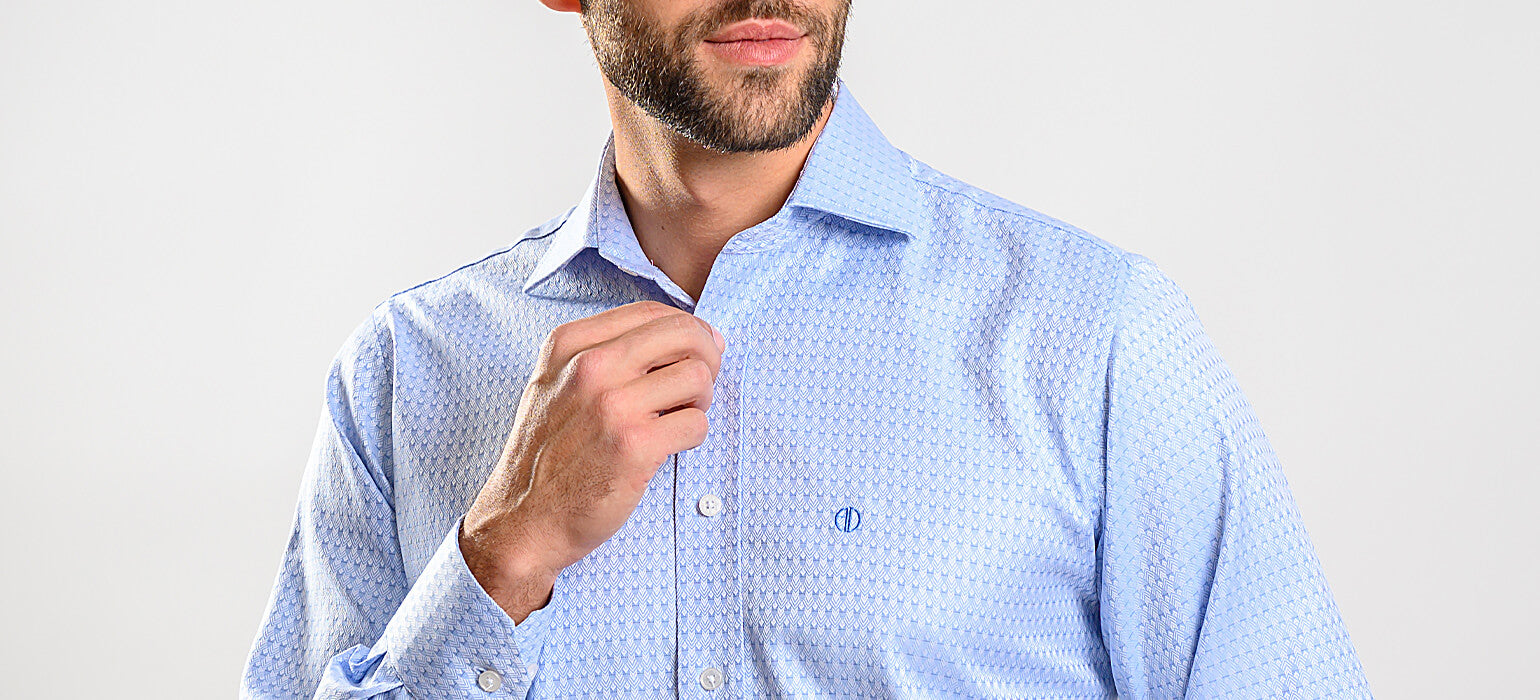 Modrá vzorovaná Slim Fit košeľa