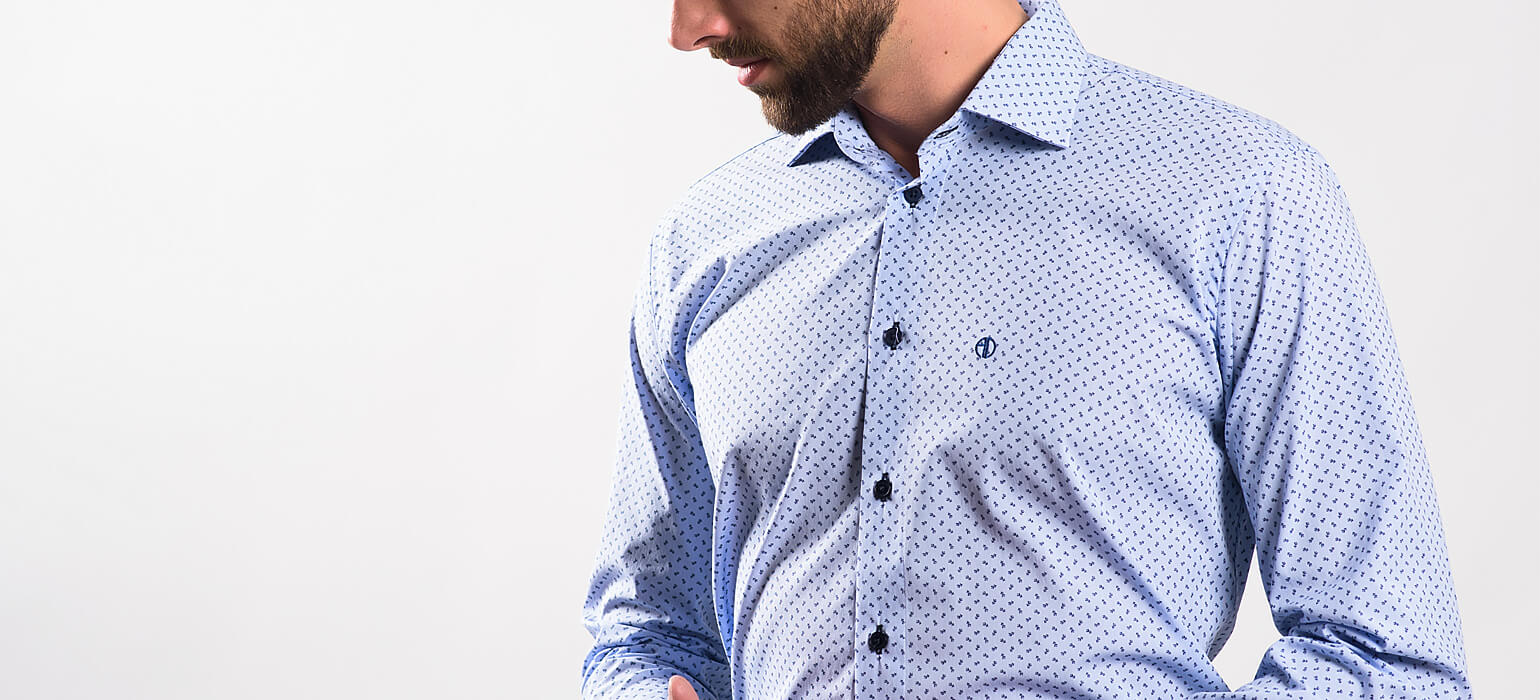 Modrá vzorovaná Slim Fit košeľa