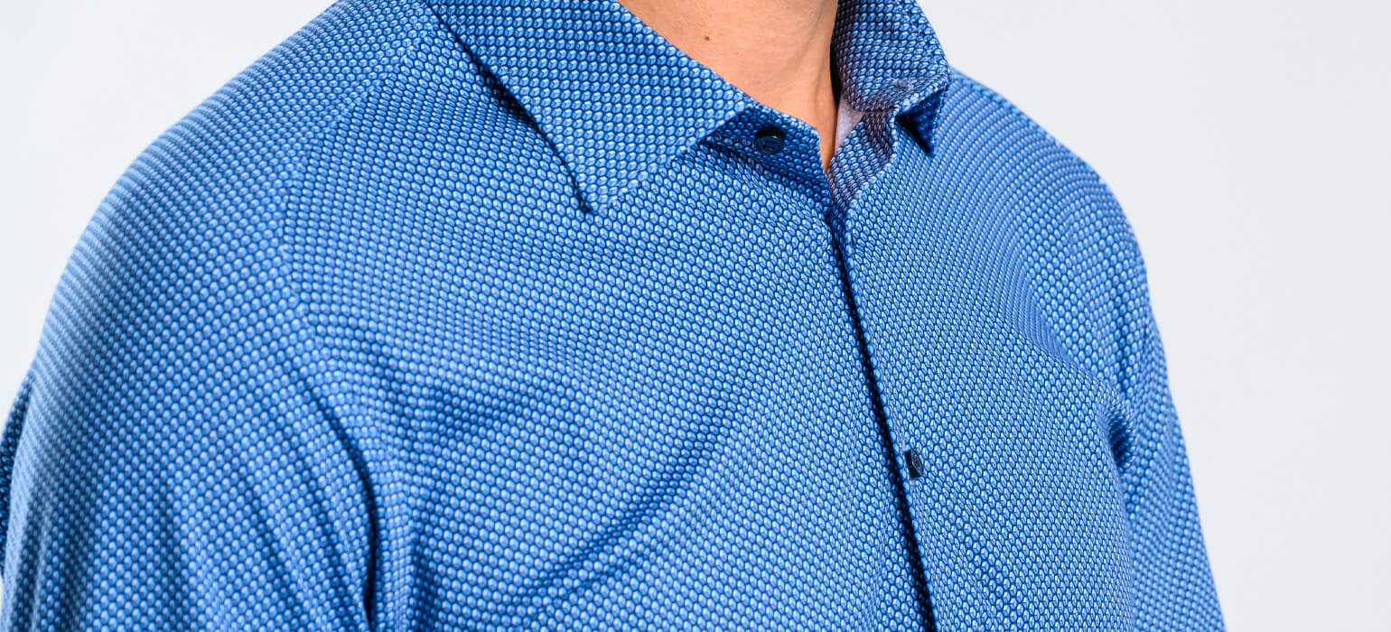 Modrá vzorovaná strečová Extra Slim Fit košeľa s nekrčivou úpravou