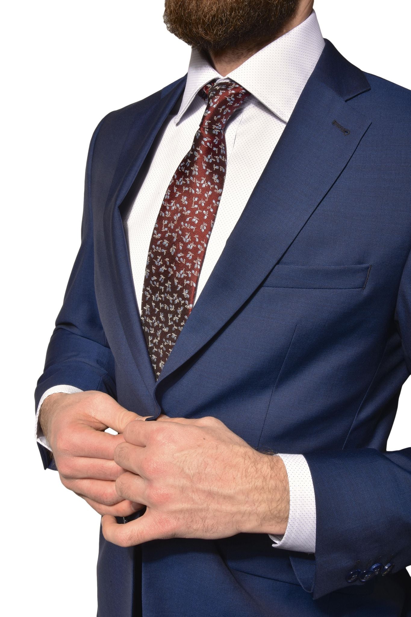 Modrý vlnený Slim Fit oblek
