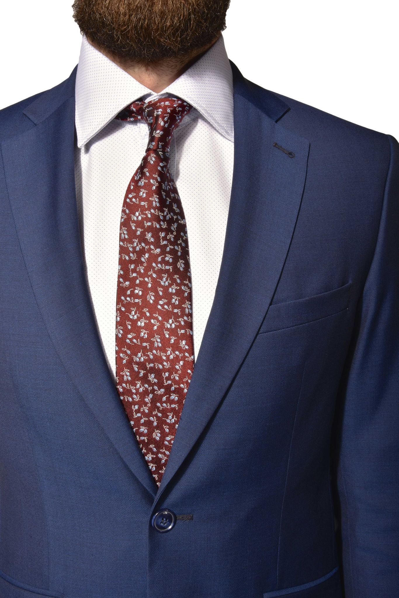 Modrý vlnený Slim Fit oblek