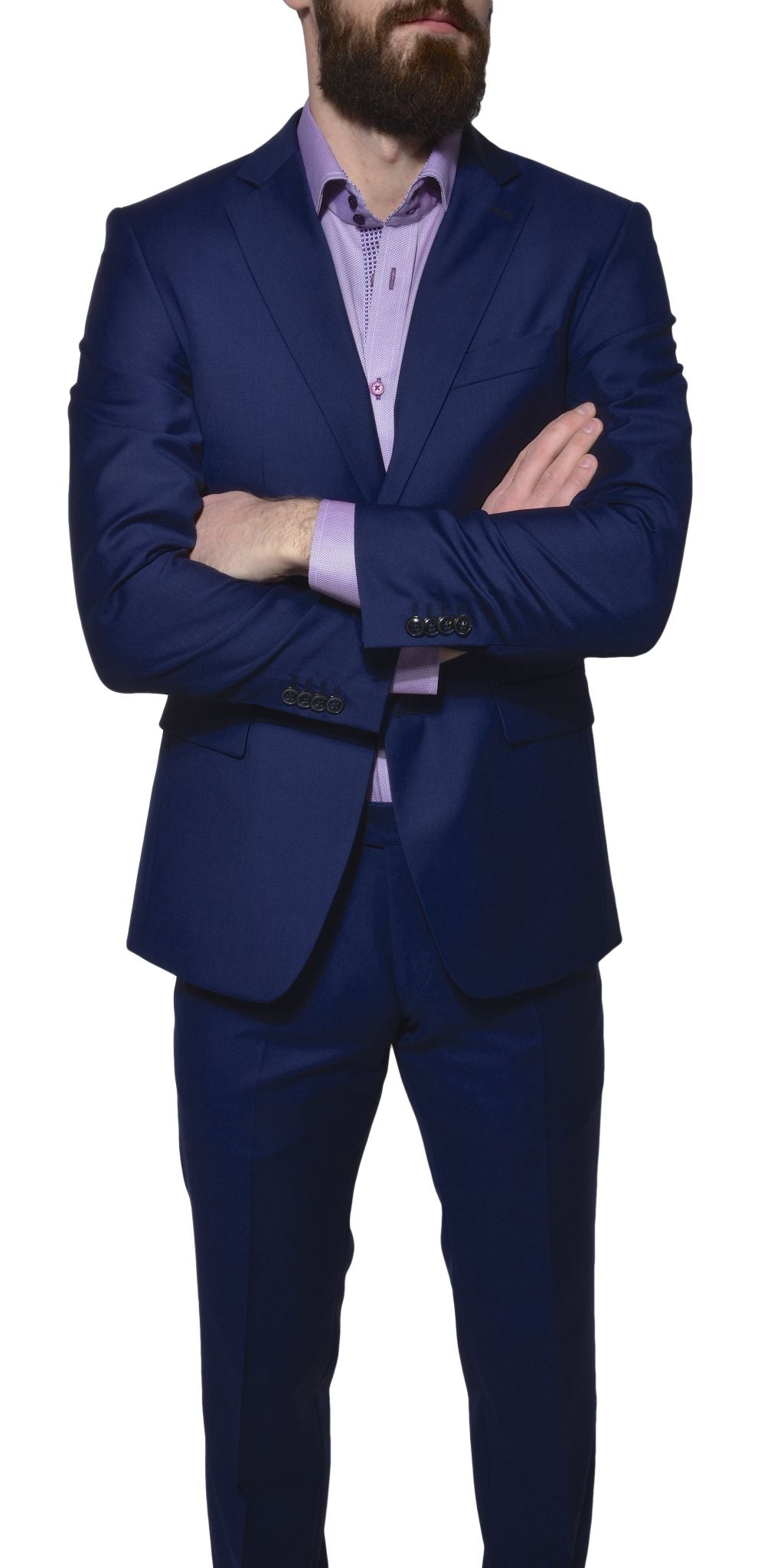 Modrý vlnený Slim Fit oblek