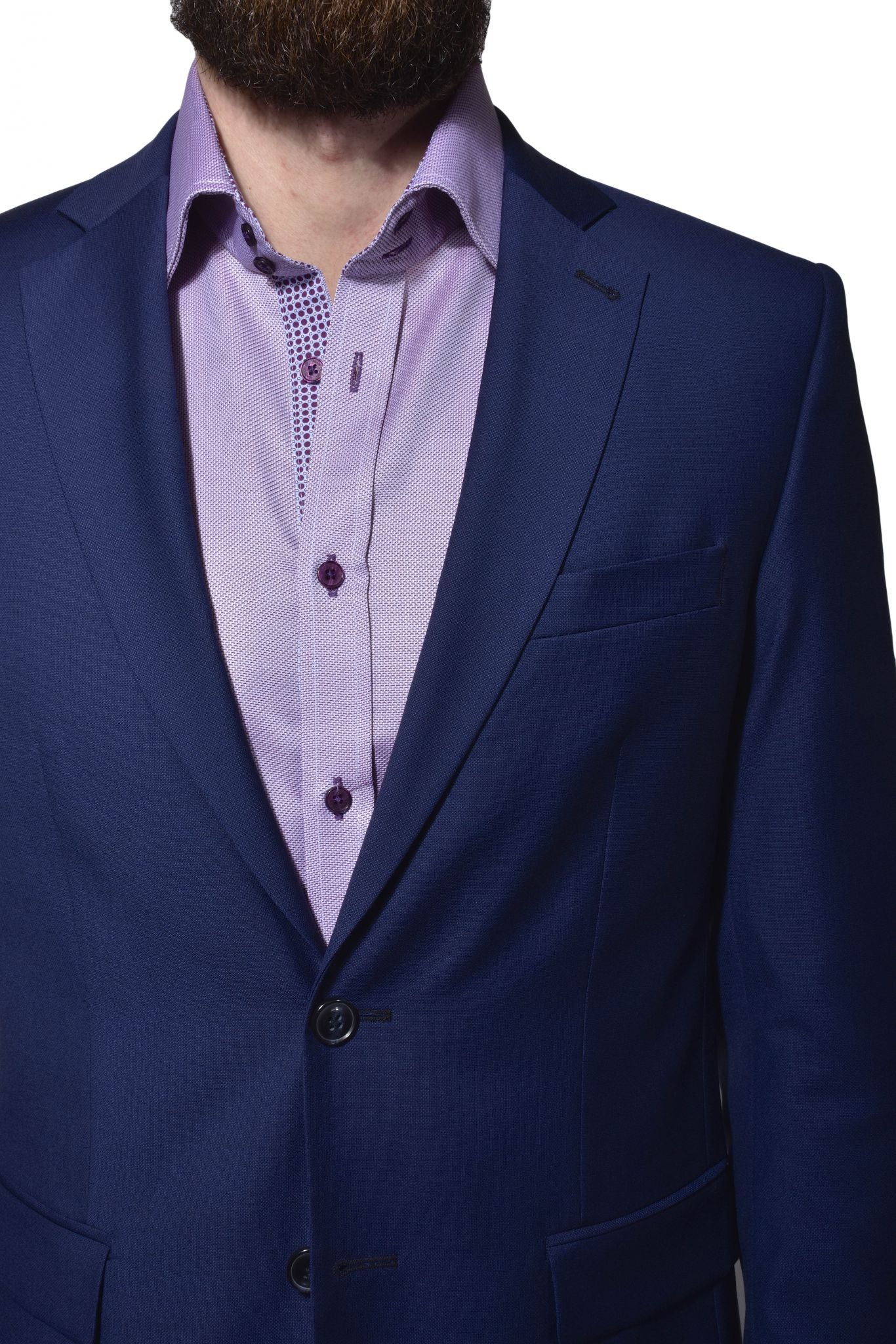 Modrý vlnený Slim Fit oblek