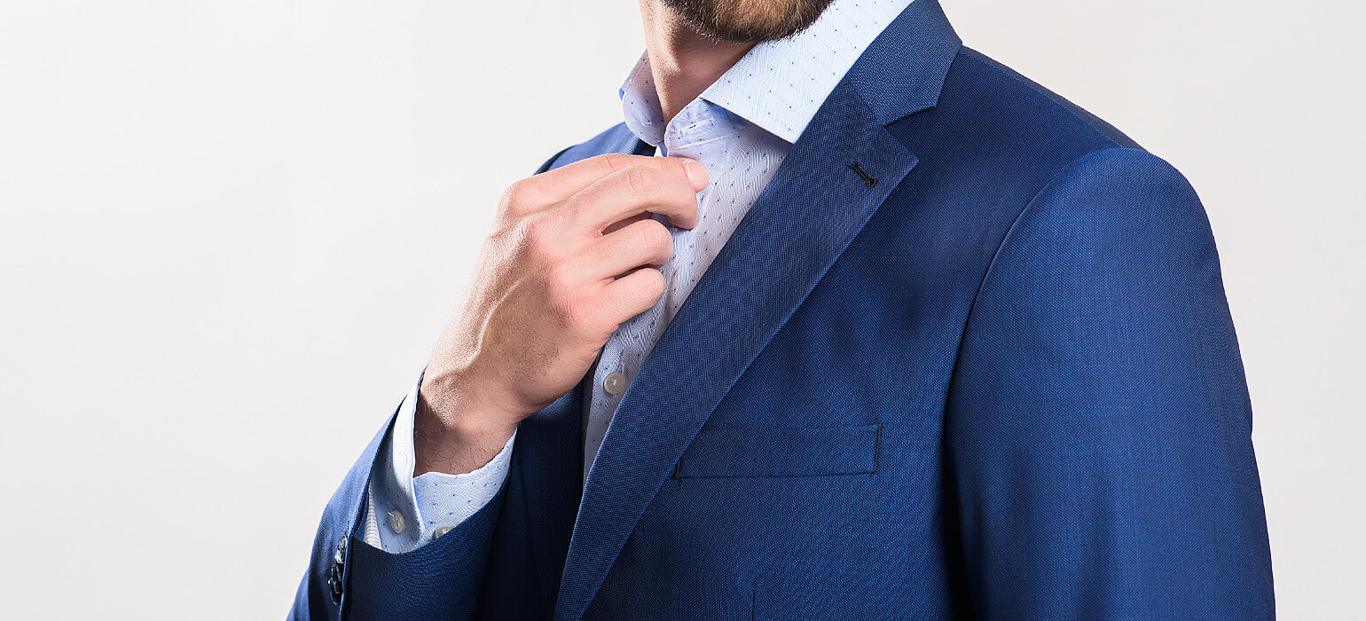Modrý vlnený Slim Fit oblek
