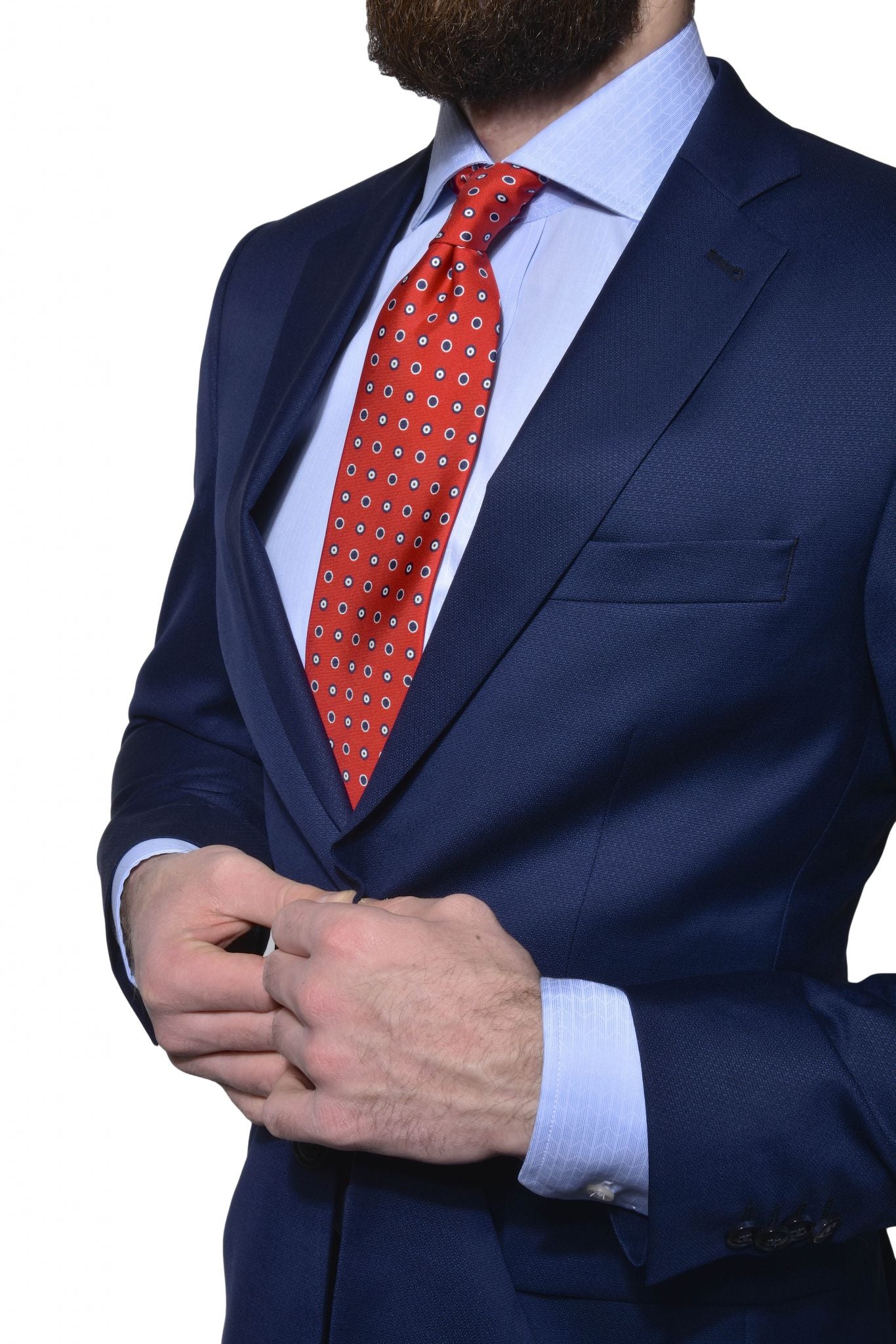 Modrý vlnený Slim Fit oblek