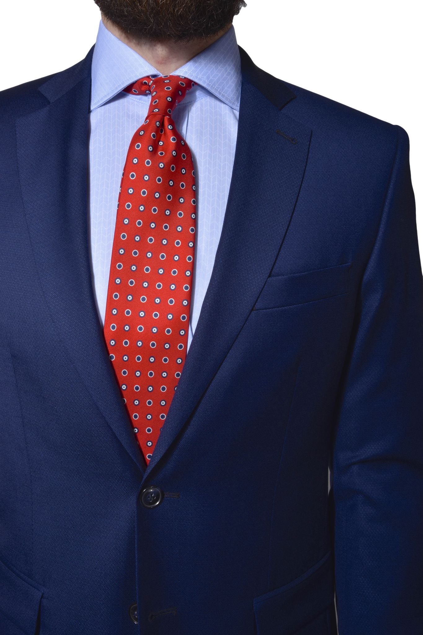 Modrý vlnený Slim Fit oblek