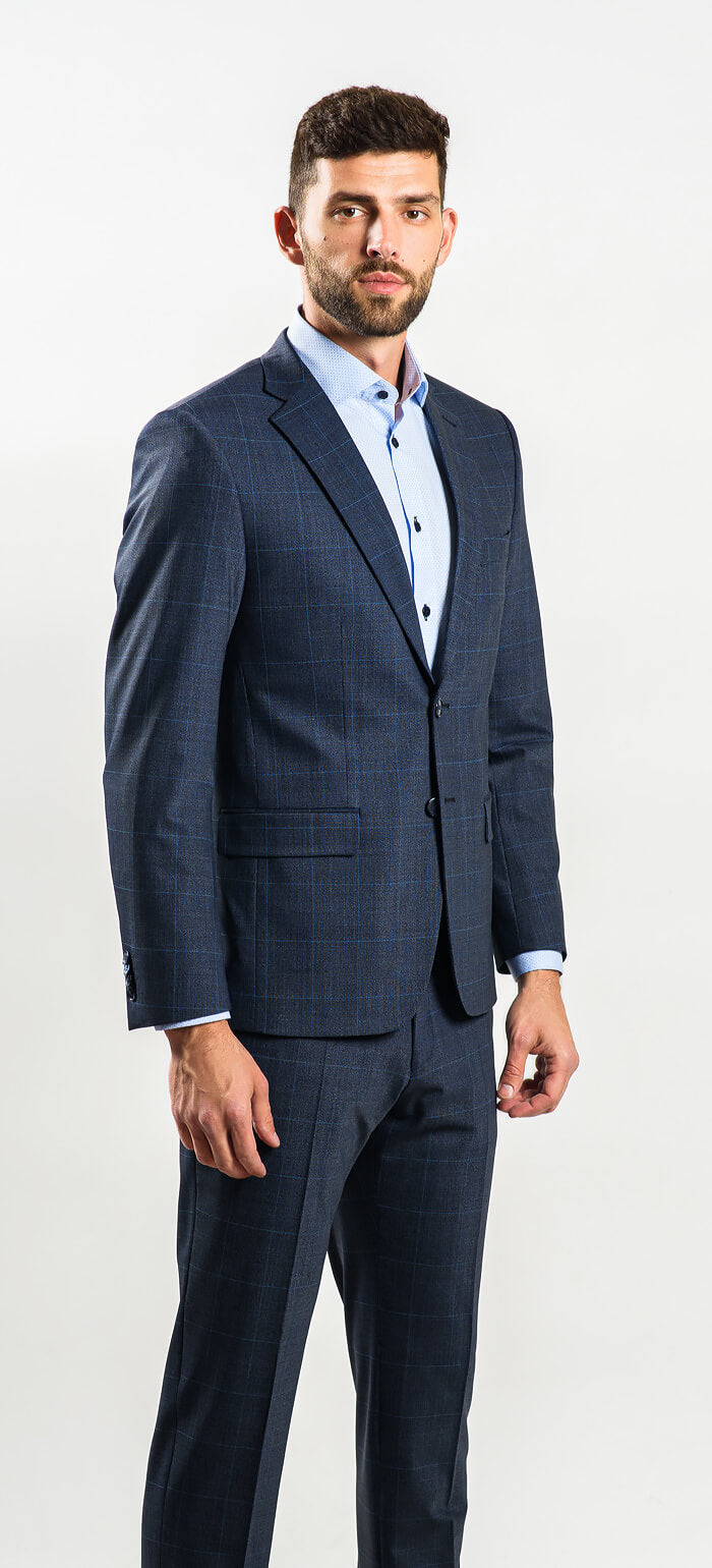 Šedomodrý Slim Fit oblek