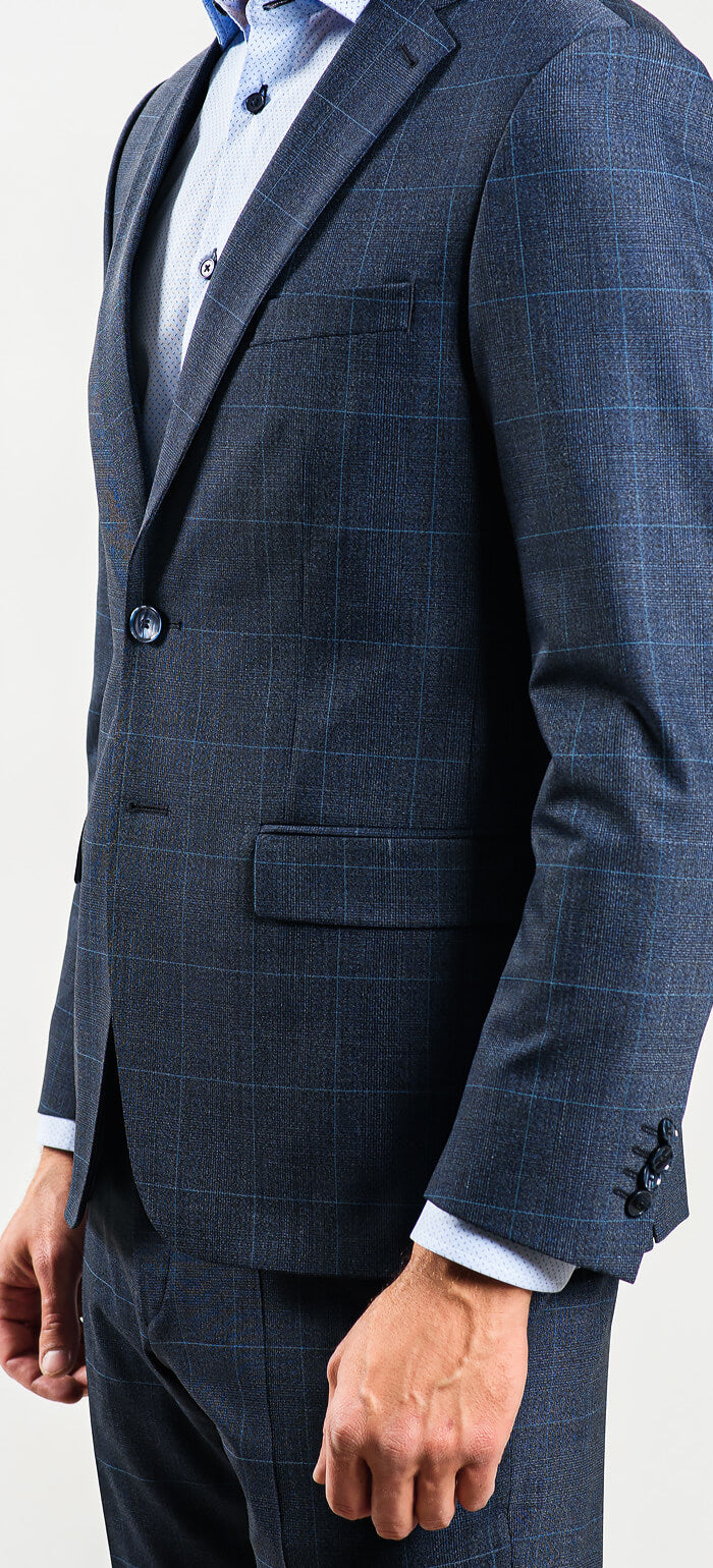 Šedomodrý Slim Fit oblek