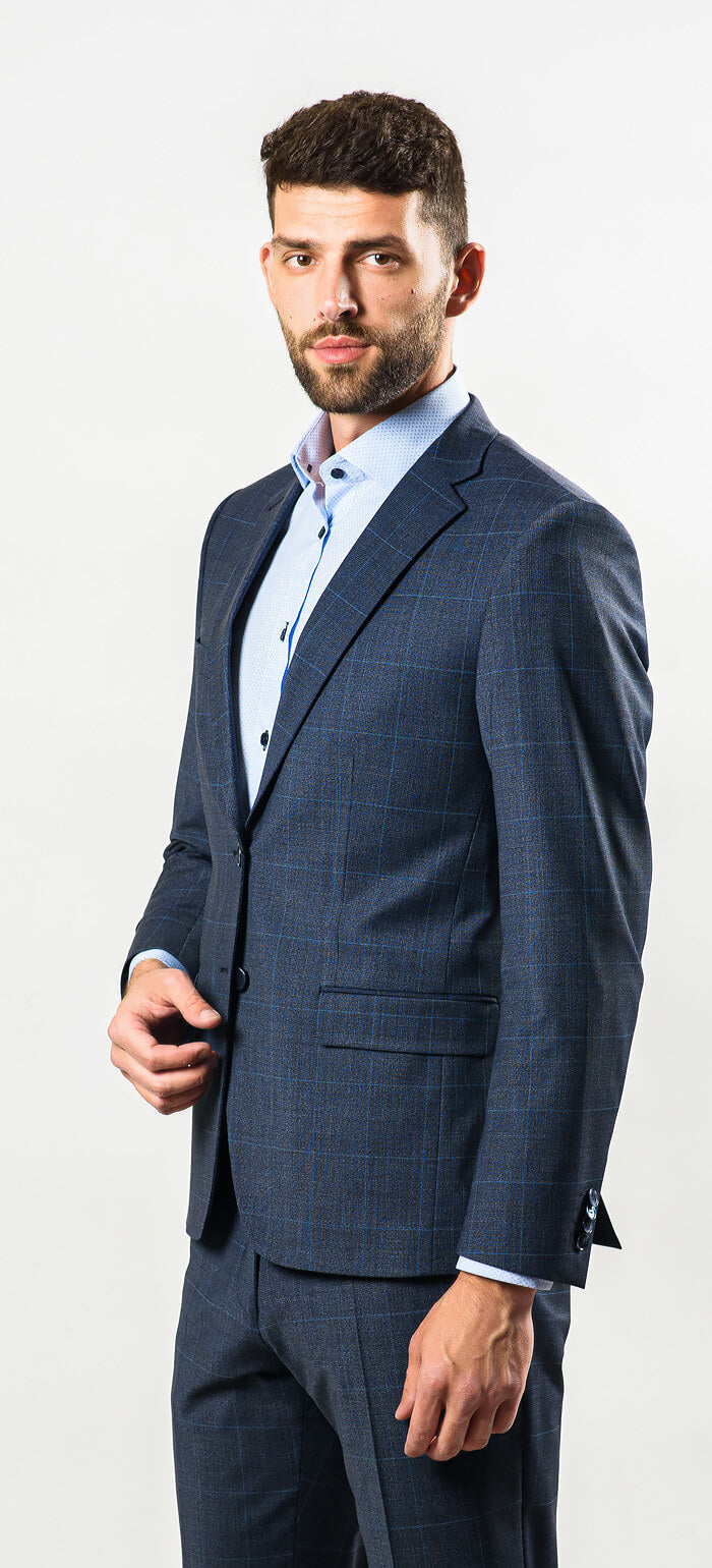Šedomodrý Slim Fit oblek