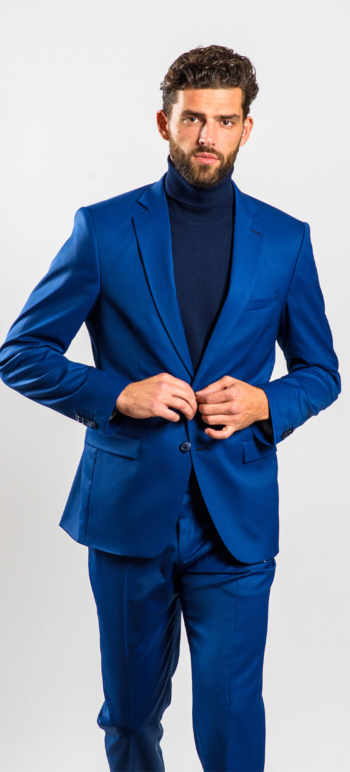 Slim Fit oblek kráľovskej modrej farby XL