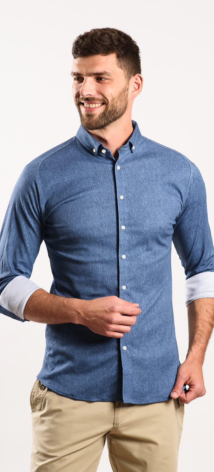 Strečová Extra Slim Fit košeľa vo farbe denimu