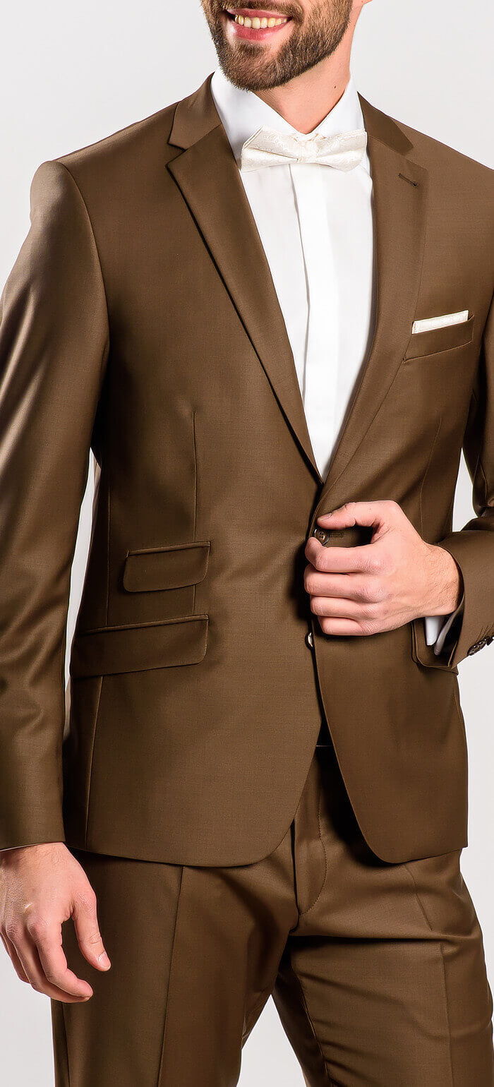 Tmavohnedý svadobný Slim Fit oblek