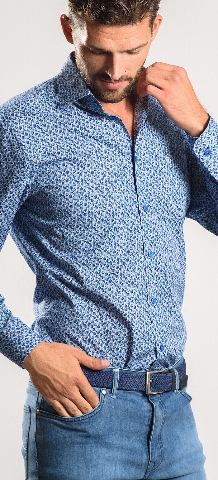 Tmavomodrá Extra Slim Fit košeľa s výrazným vzorom