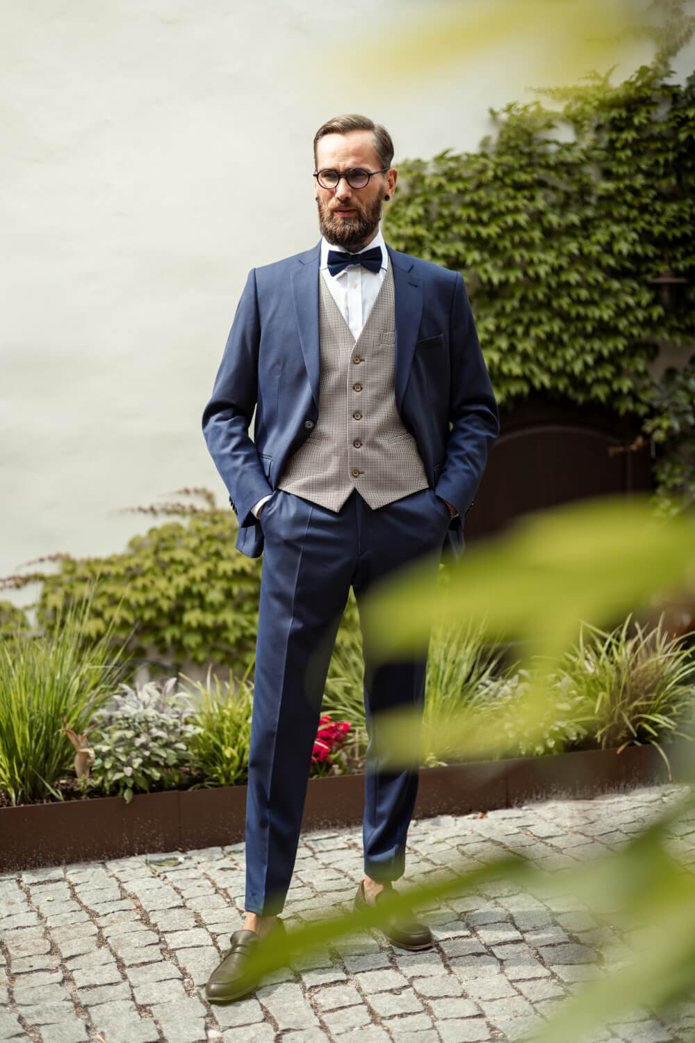 Tmavomodrý Slim Fit oblek - XL veľkosti