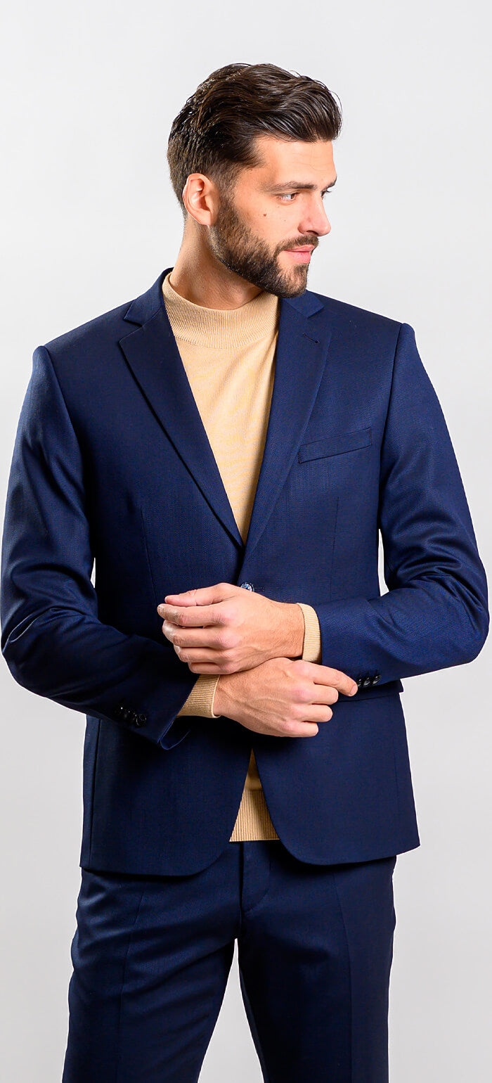 Tmavomodrý Slim Fit oblek