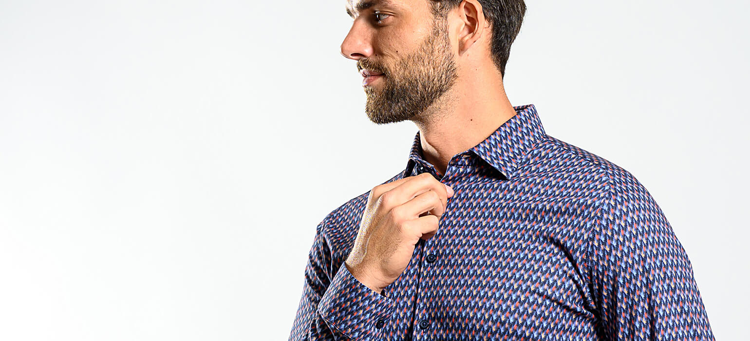 Vzorovaná strečová Extra Slim Fit košeľa s nekrčivou úpravou